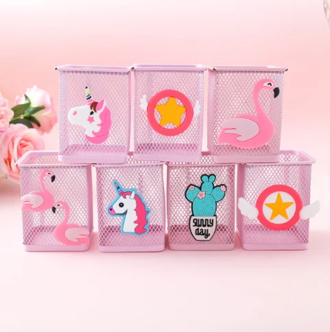 Kawaii розовый единорог кактус Фламинго квадратный канцелярский ящик для хранения управление чехол Подставка для ручек и карандашей подставка студенческие канцелярские принадлежности