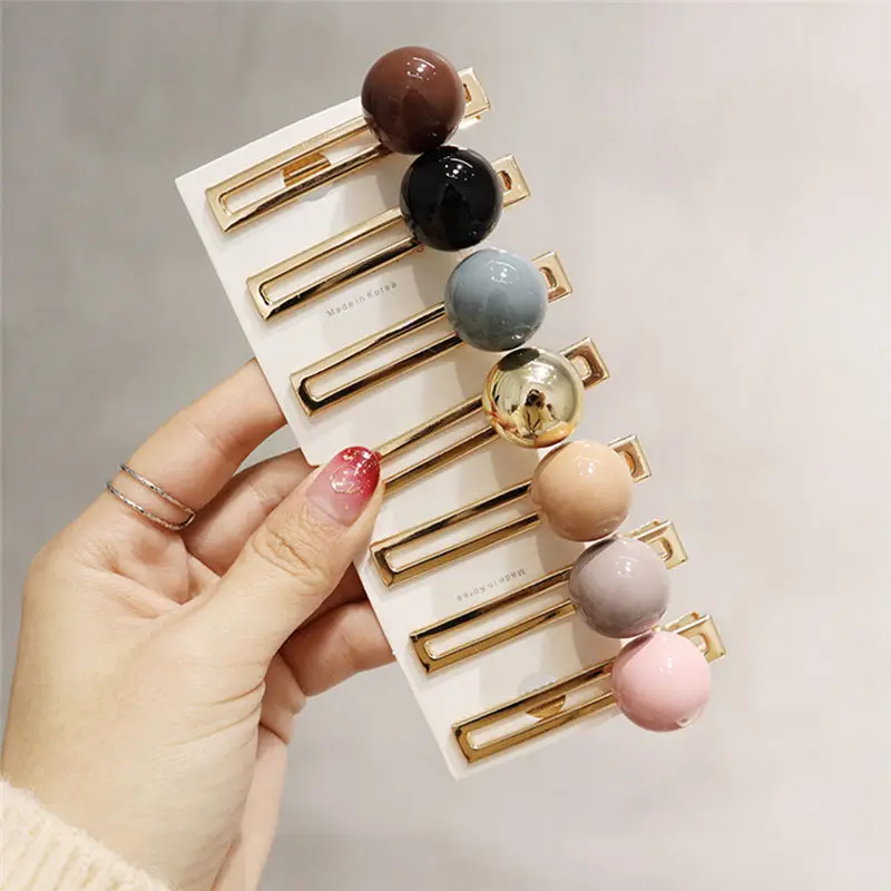 

Candy-colored acrylic ball hairpin Pearl Vintage Rhinestone Women Bangs Clips Clamp Hairpins Hair Accessories Styling Tool