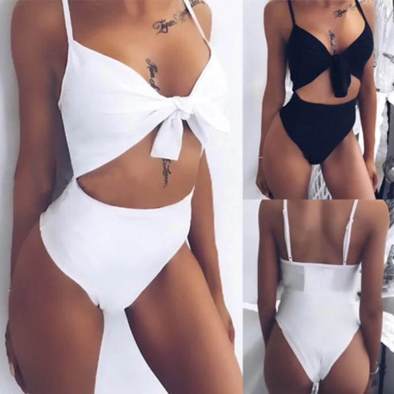 2018 Sexy Bandage Tie Front swimming bikini set for women bowknot bikinis swimwear beach wear swimsuits dropshipping |
