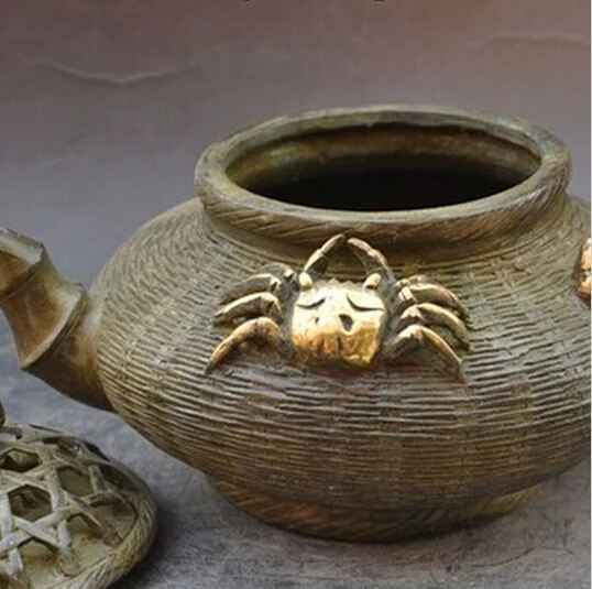 SUIRONG---510 + 9 &quotотмеченный китайский бронзовый позолоченный бамбуковый краб статуя