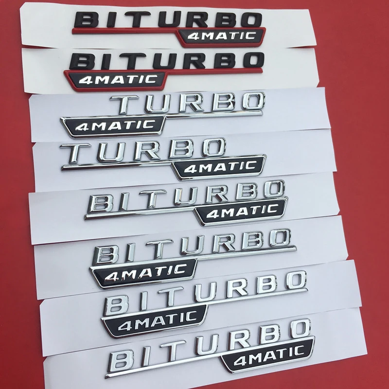 Глянцевая черный красный BITURBO 4matic + турбо эмблема на крыло логотип стайлинга