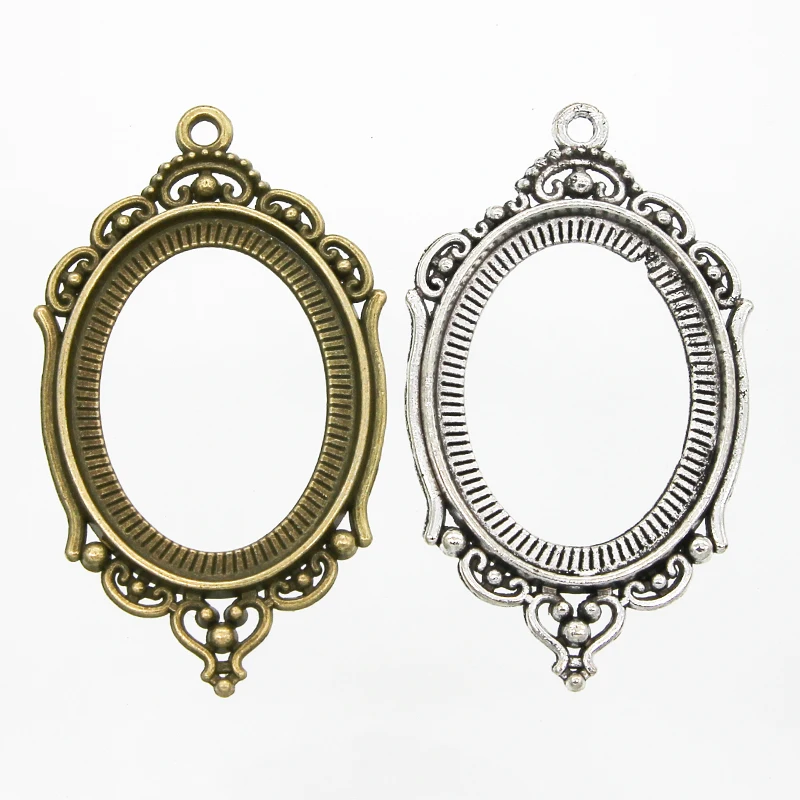 6PCS 30*40mm Pendant Oval Antique Bronze Gold Plated Cameo Convex Base Inlay Tray DIY Jewelry | Украшения и аксессуары