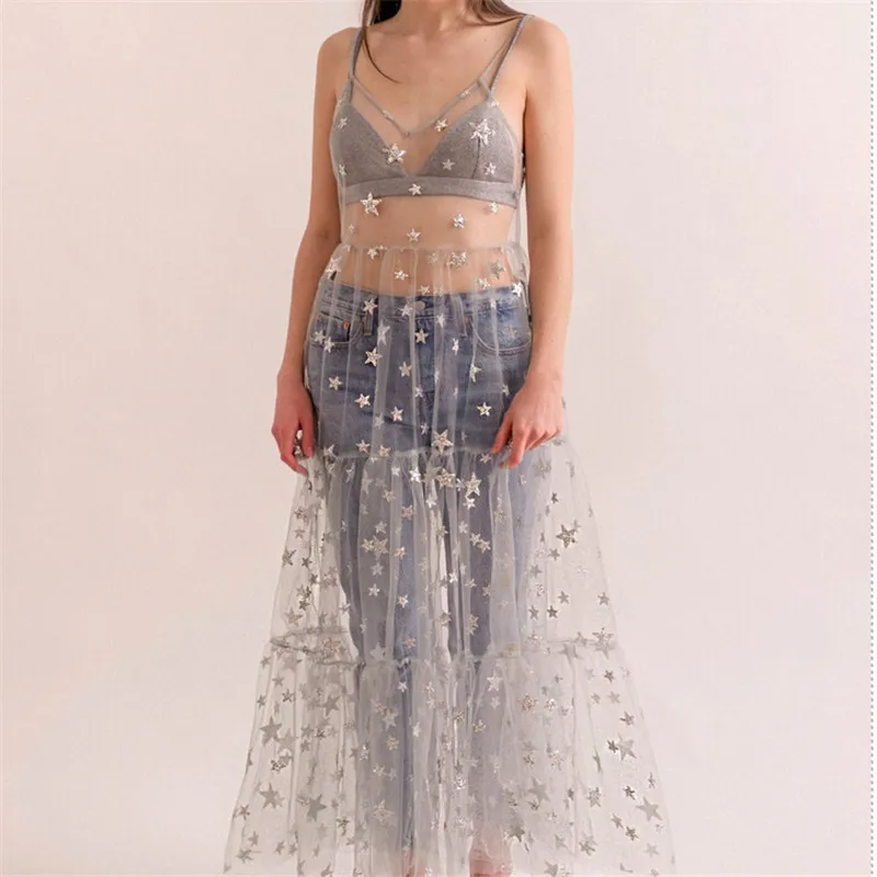 Женский купальник ITFABS Пляжное Платье бикини с блестками и принтом в виде звезд