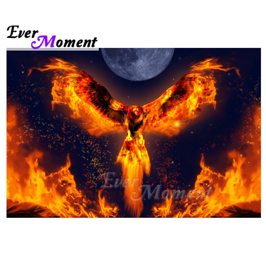 

Ever Moment Diamond Painting Fire Eagle Moon Decoration Cross Stitch Handmade Full Square Drill Diamond Embroidery Mosaic 3F878