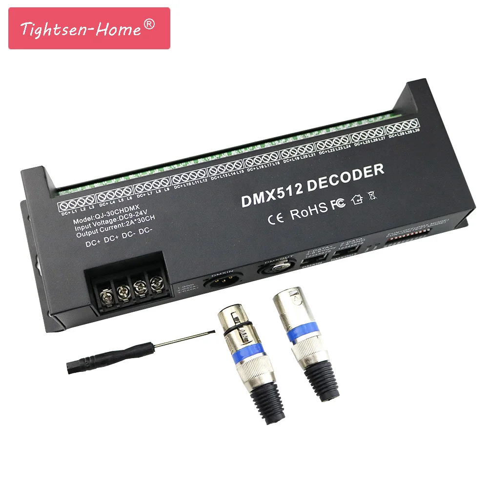 30CH RGB DMX 512 декодер led контроллер LED DMX512 30 каналов * 2A для светодиодной ленты света DC9