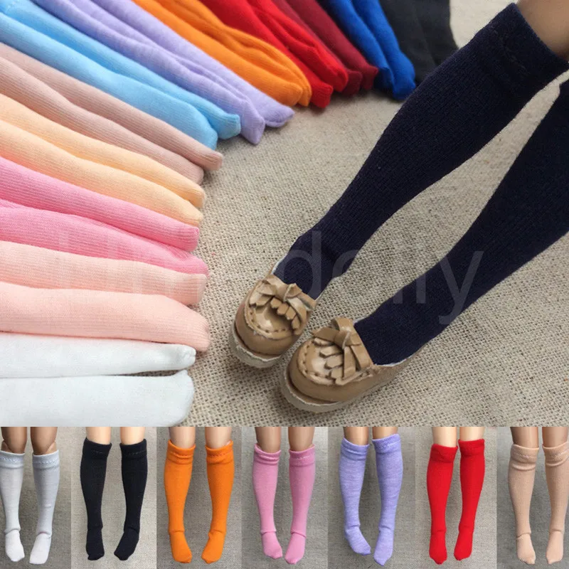1 пара однотонных носков до колена для кукол Blyth Momoko Barbies Azone Licca 1/6 аксессуары