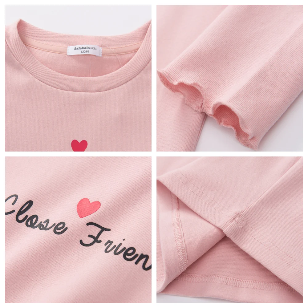 Balabala/2018 г. Осенние футболки для девочек с длинными рукавами Новая цветная детская