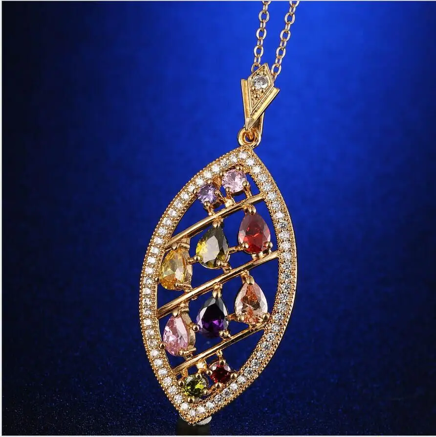 Серьги и подвески в форме листа цвет под розовое золото|Ювелирные наборы| |