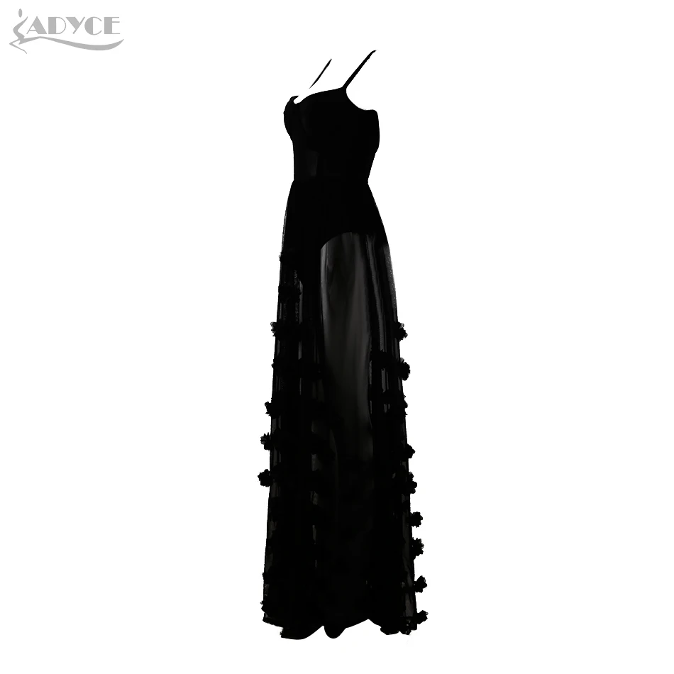 Женское Бандажное платье Adyce черное кружевное без рукавов на тонких бретелях