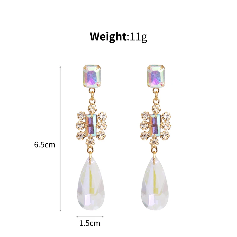Корейские модные блестящие стразы висячие серьги подвески в форме капель воды
