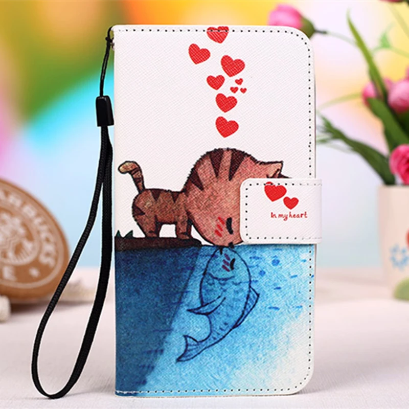 Красочные PU Кожаный Чехол для Samsung Galaxy J3 J300 Эйфелева Башня бабочка Kitty Волк