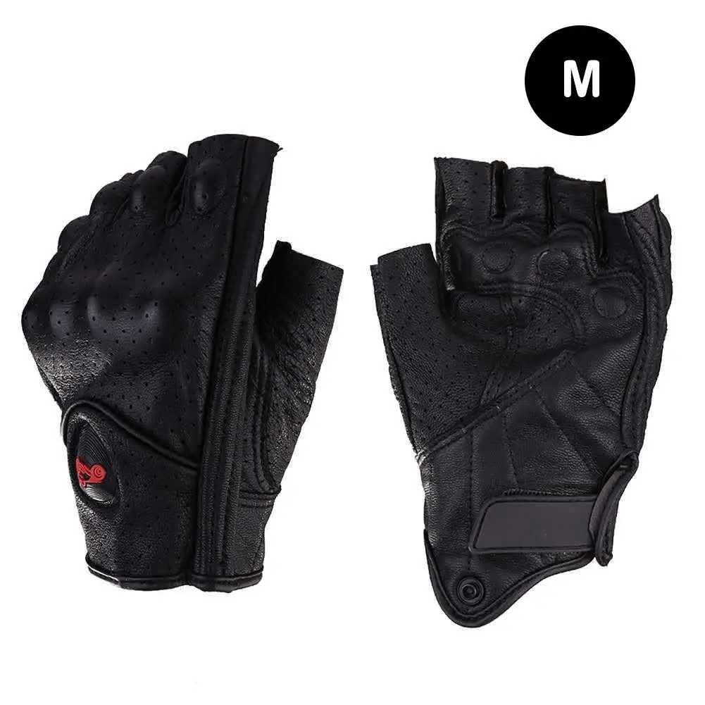 Летние дышащие кожаные перчатки для мотоцикла унисекс без пальцев скутера