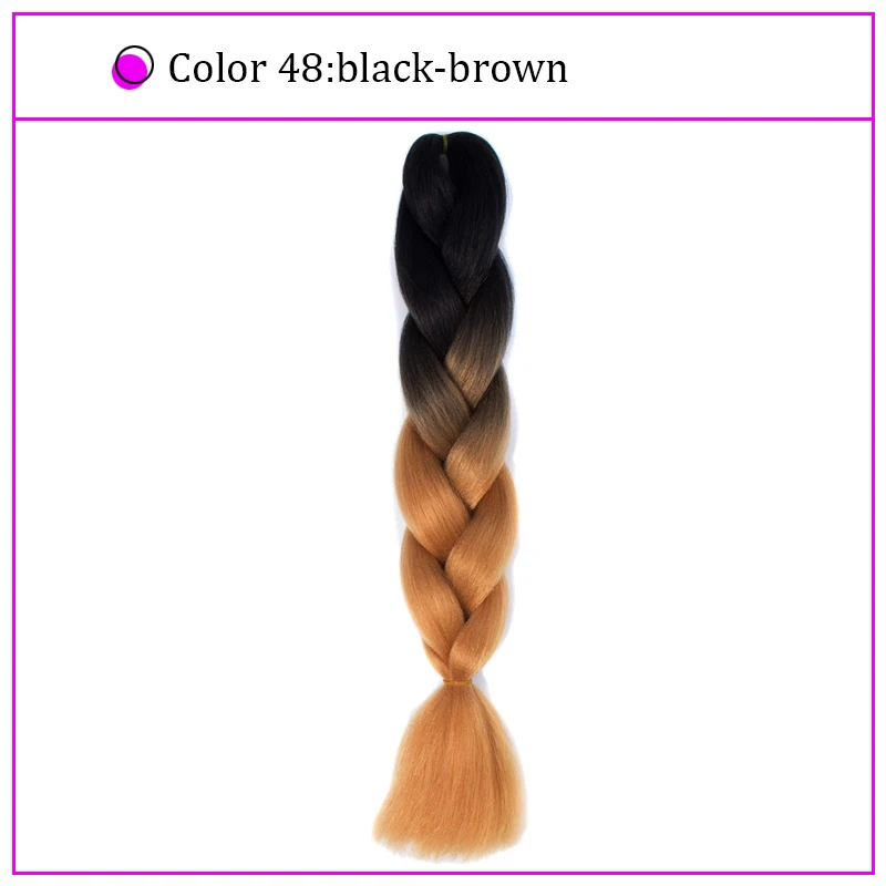 Yiyaobess Synthetic Ombre Braiding Hair Crochet Jumbo Braids Hair Extension 100g 24inch Black African Braids Pigtail Hair - Цвет: #18