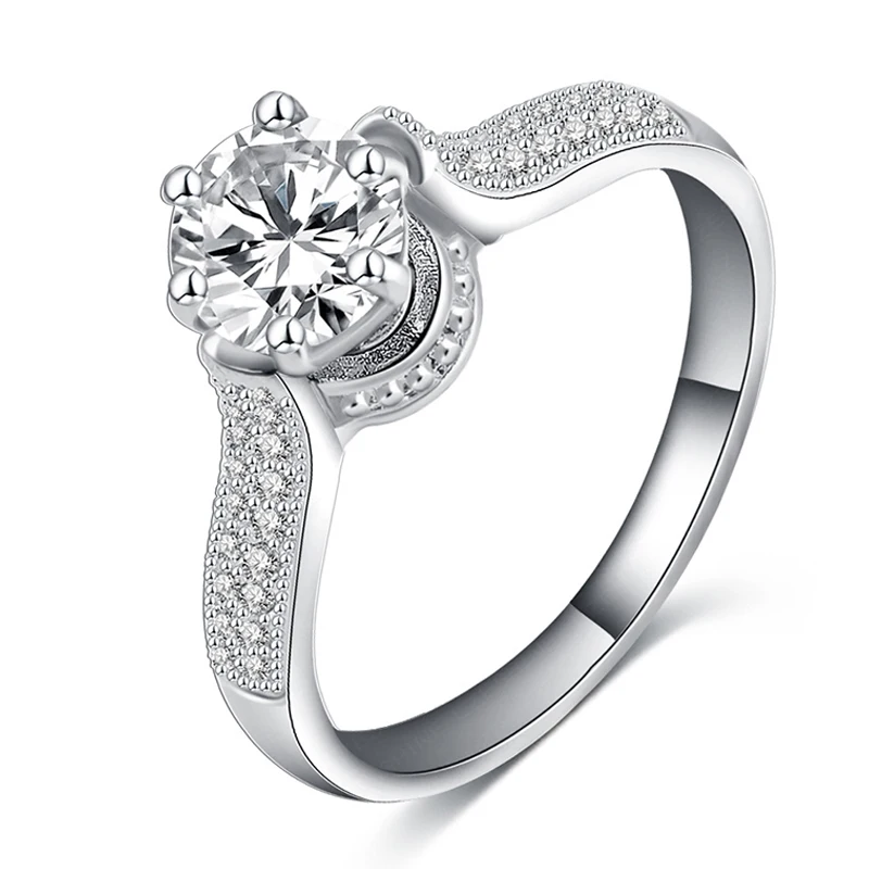 Модные Серебристые Цвет Цирконий инкрустированных женский перстень с камнем