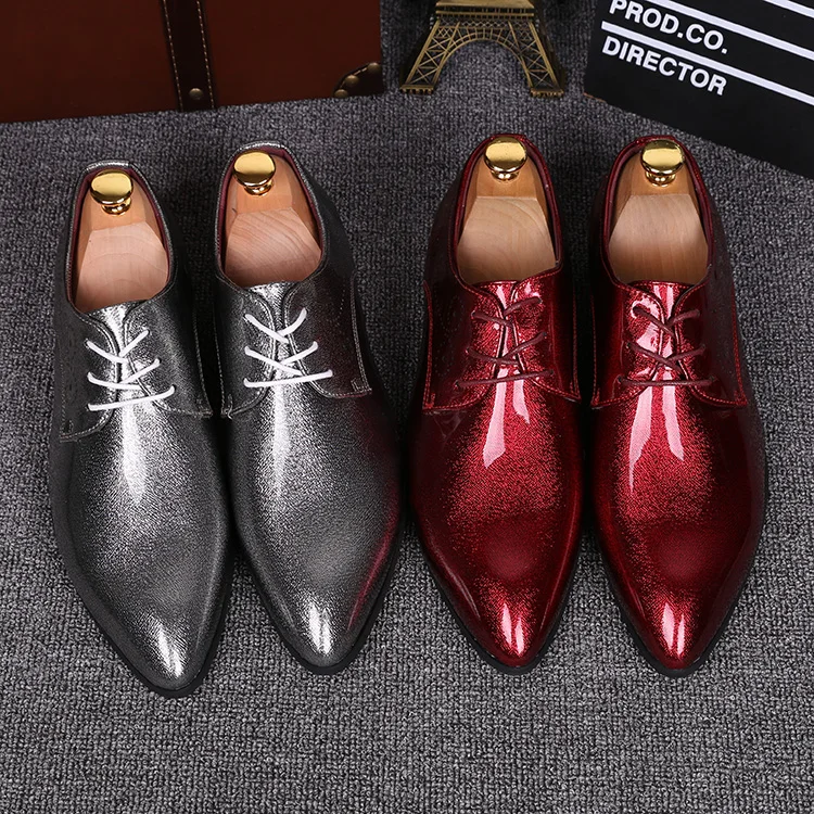 Оксфорды мужские с острым носком деловая повседневная обувь Гладкие Кожаные