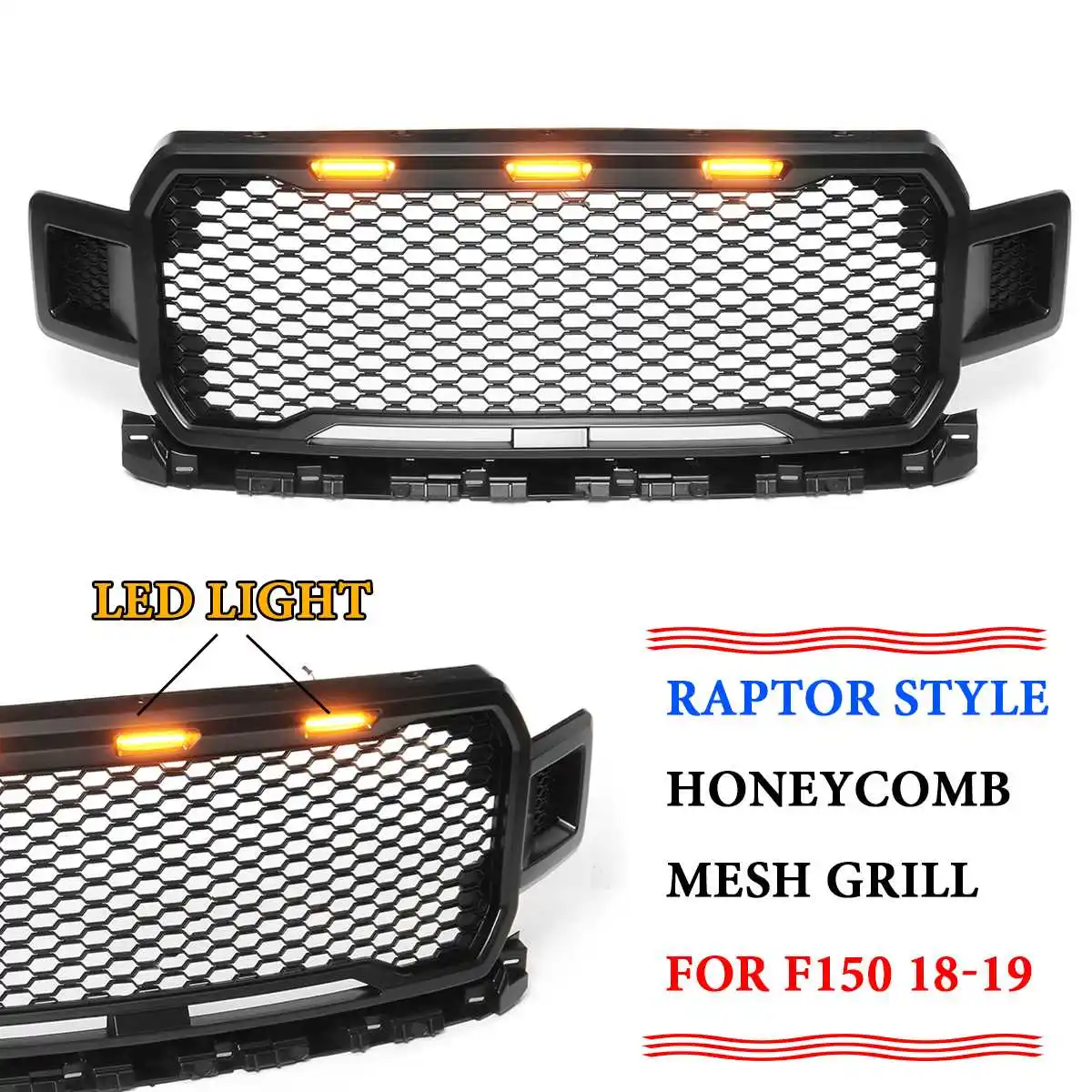 Модифицированная Передняя гоночная решетка Раптор гриль маска светодиодный