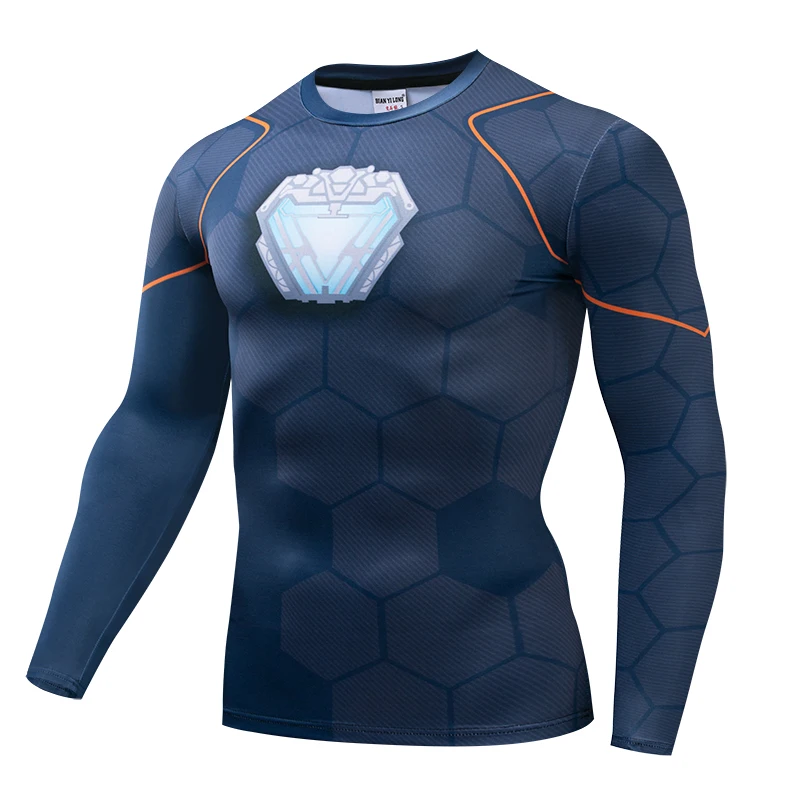 Мстители с длинным рукавом 3 Железный человек 3D печатные футболки мужские
