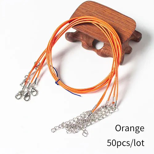 Orange 50pcs 50 шт 1,5 мм 1" ожерелье шнур с застежкой оптом для ожерелье браслет Изготовление ювелирных изделий - Цвет: Orange 50pcs