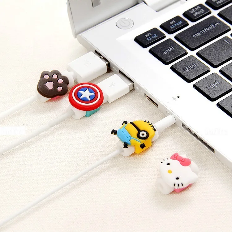 Мода милый мультфильм USB кабель для передачи данных держатель линии протектор