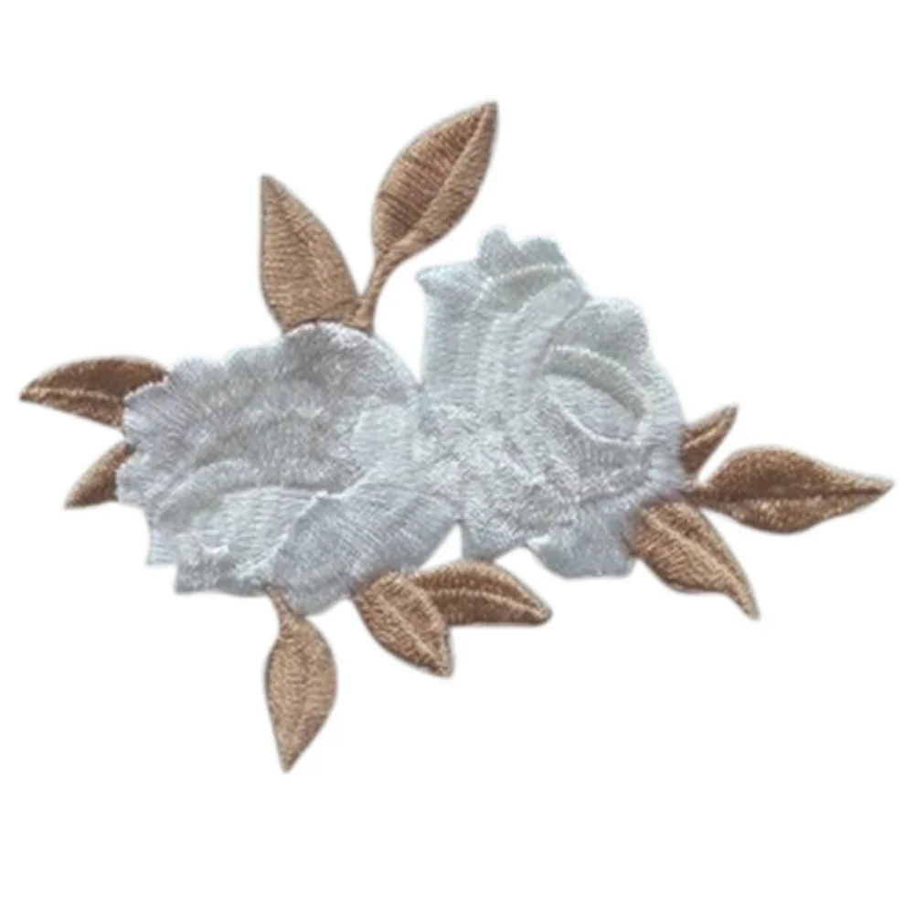 1 шт. двойная головка Розы Листья Вышивка Железо на аппликация патч пришить