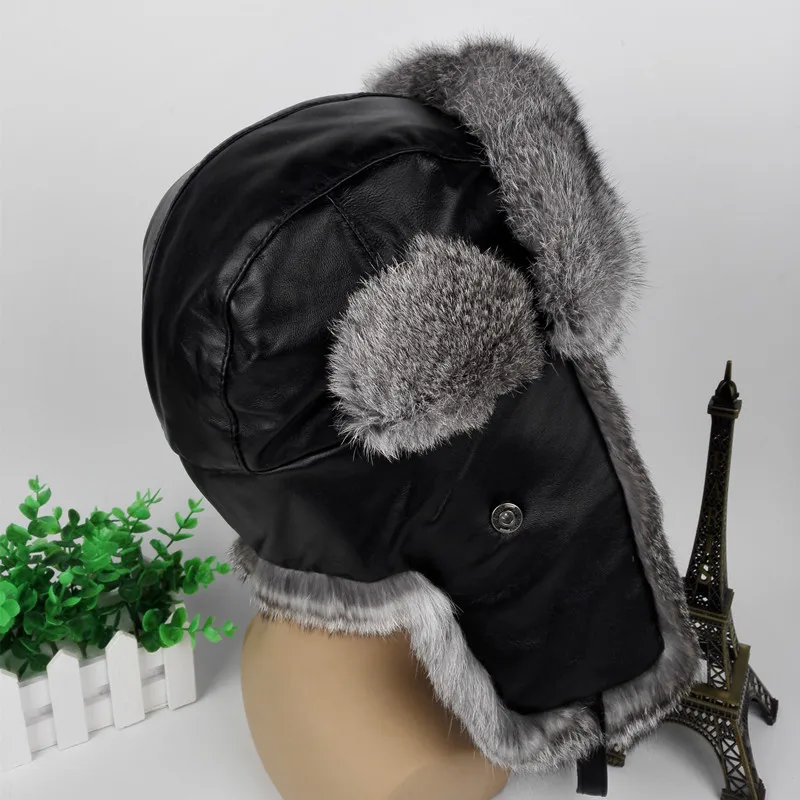 (TopFurMall) мужские шапки бомберы из натурального кроличьего меха зимние теплые