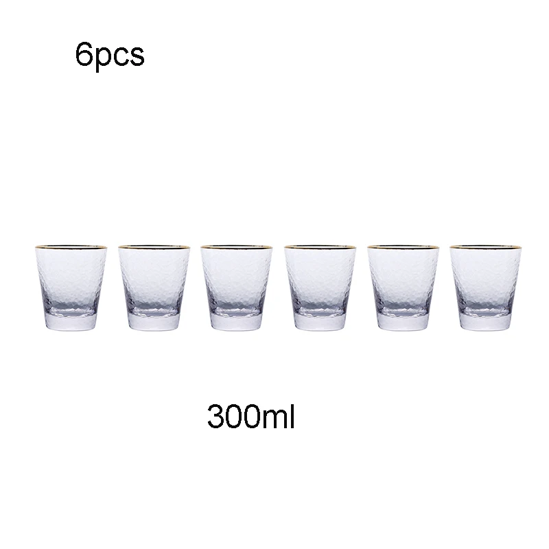 9.5x8.5cm 300ml 6 шт./компл. Европа Ион молоток с покрытием стеклянные чашки свинцовое стекло вино чашки Круглые сок чашка высокая емкость водяная чашка посуда для вечеринки - Цвет: 9.5x8.5cm 300ml
