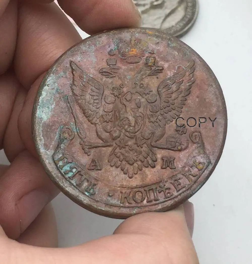 Ограниченная продажа бриллиантовая копия монеты 5 копеек 1792 AM из красной меди|Безвалютные монеты| |