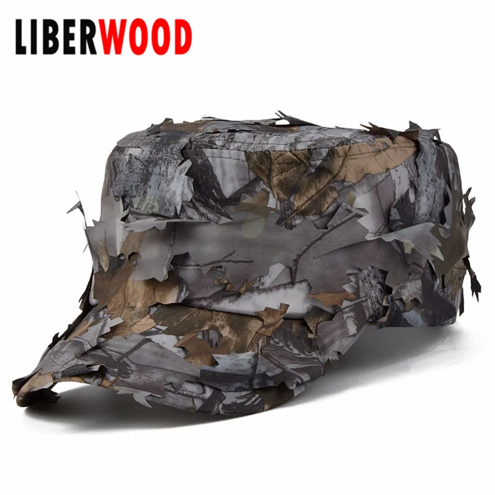 Кепка мужская камуфляжная тактическая плоская шапка с листьями леса Охотничья