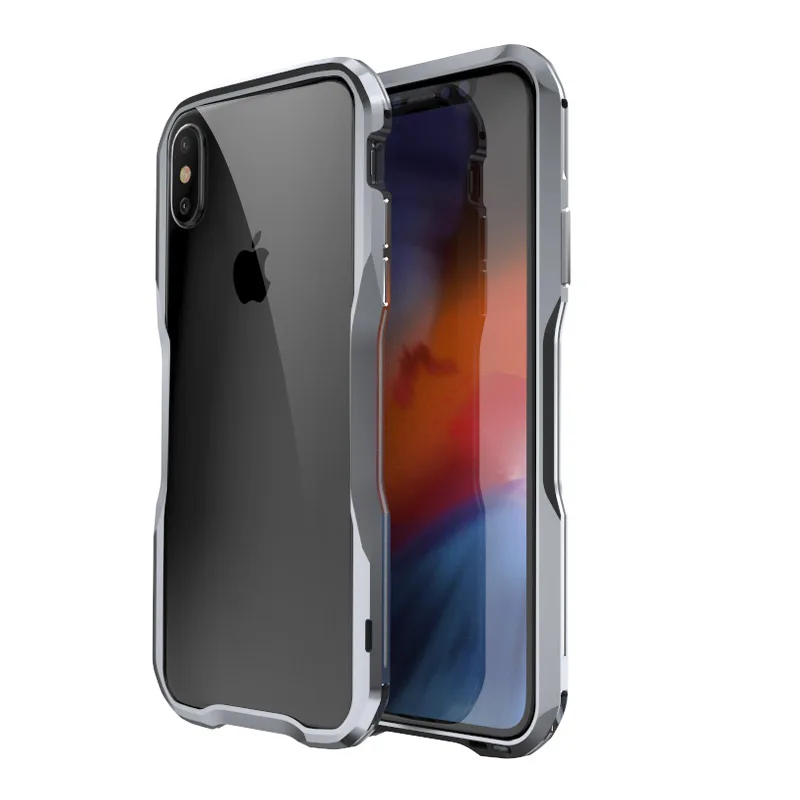 gray silver Для Iphone X XR XS MAX Luxuy металлический бампер Luphie изогнутые металлические для Iphone 7 8 Plus ультра тонкая алюминиевая рамка - Color: gray silver