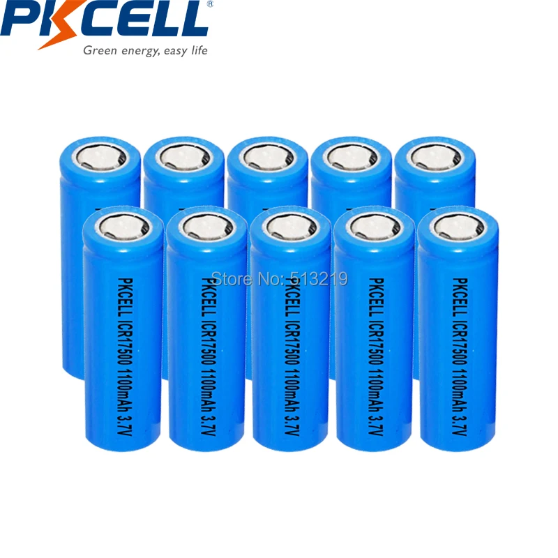 

Литиевые аккумуляторы PKCELL ICR17500, 3,7 в, 10 шт., для светодиодный одного фонарика, микрофона