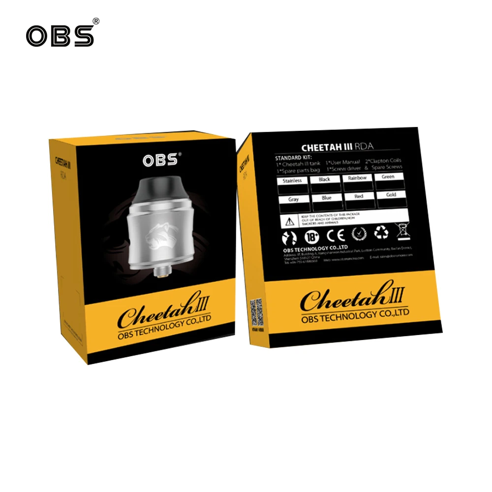 Original OBS Cheetah 3 RDA Tank Atomizer Middle Air Flow Updated Dual Coils Cloud Chasing E Cig Vape vape atomizer | Электроника