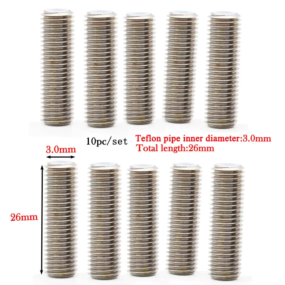 

10pcs/lot M6 26mm 30mm 40mm PTFE Pipe inside Stainless Steel 3D Printer Extruder Nozzle Throat Tube Power Tool Accessories