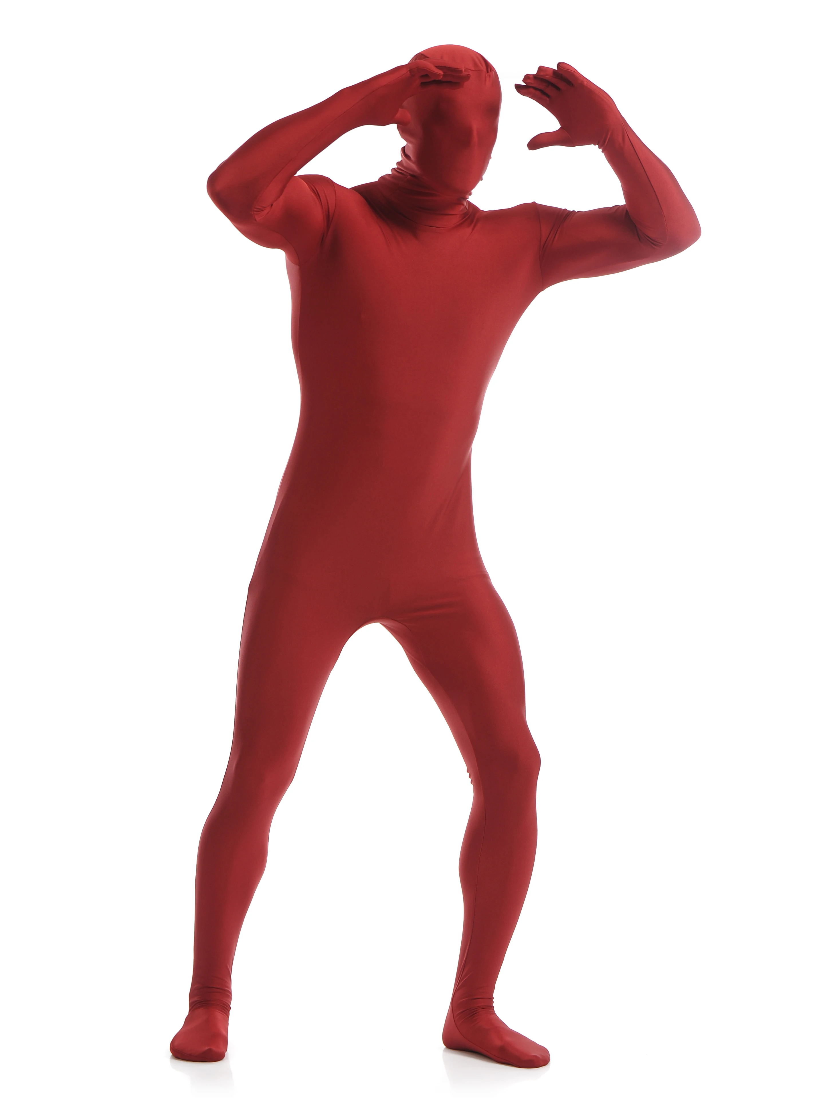 Adult Men Full Body Spandex Lycra Zentai Suit wineTight Suits Pure Color Halloween Party Unitard | Тематическая одежда и