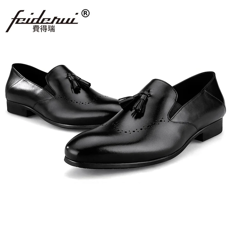 Винтажный британский стиль с острым носком резные мужские повседневная обувь