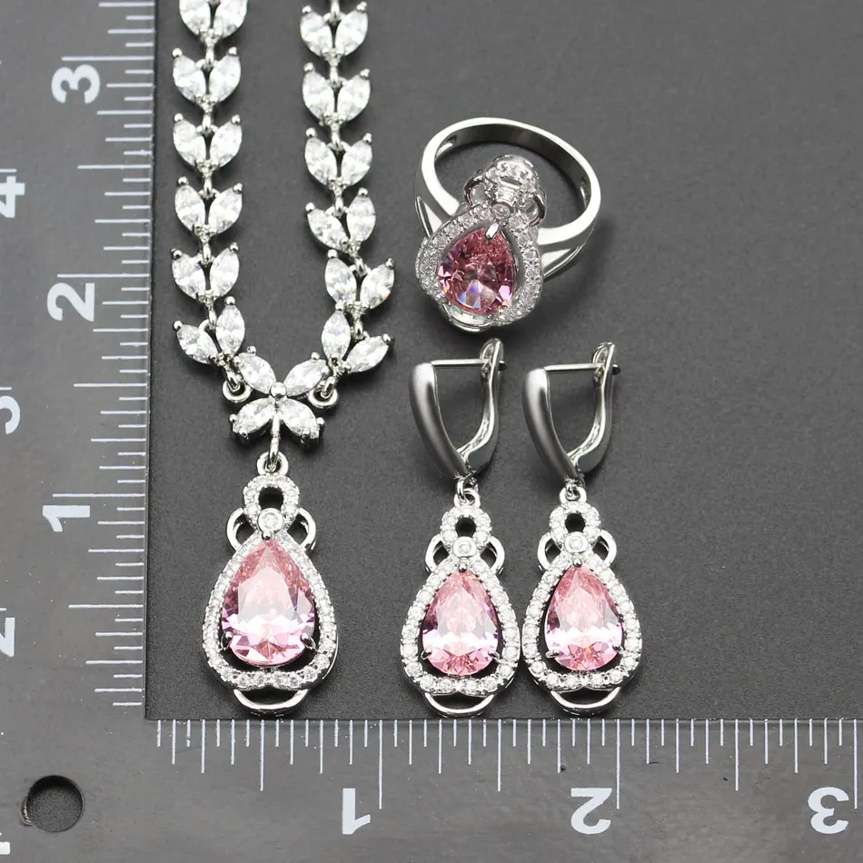 Новое поступление розовый белый циркон Ювелирные наборы для Для женщин матери