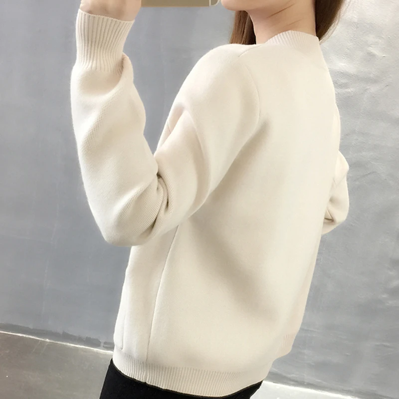 Women Sweater Cardigan 2018 Spring New V-neck Long-Sleeve Knitwear Short Loose Pure Color Single-breasted Coat 117 |