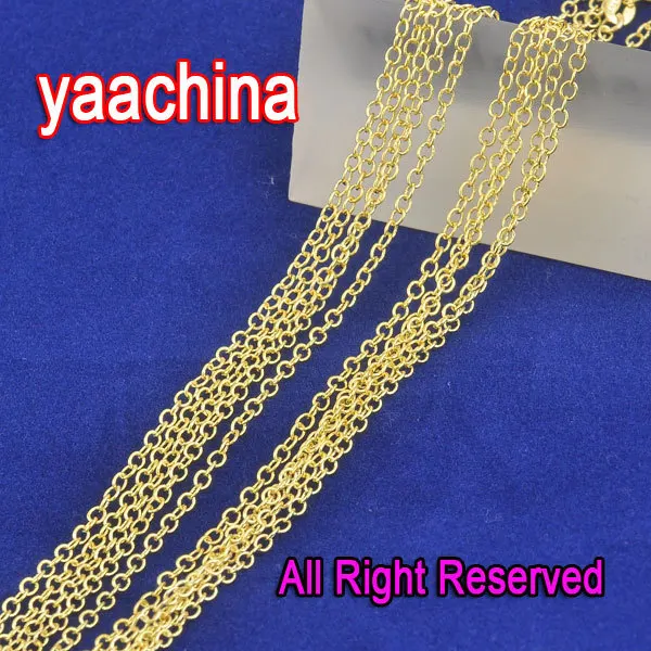 

Hot Sale 24" Jewelry Design Yellow Gold Necklaces ROLO Word "O" Chain Necklace 1.3MM For Pendant Jewelry Gold