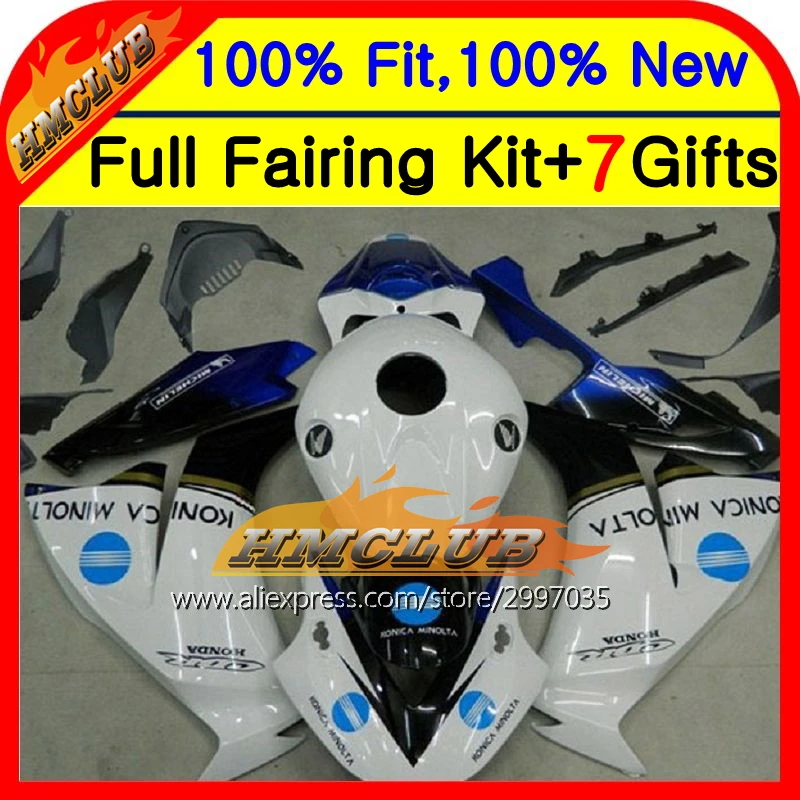 

Впрыска тела для HONDA CBR1000RR KONICA blue 12 13 41HM68 CBR 1000RR 1000 RR 12-13 CBR1000 RR 2012 2013 сине-белый обтекатель