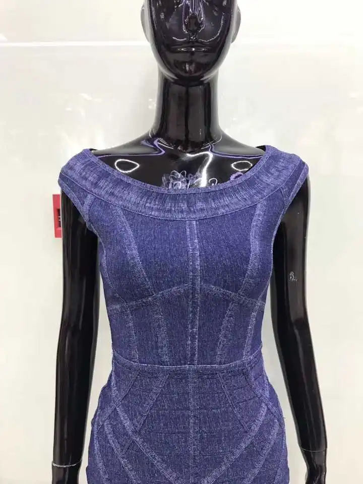 

high quality 2019 New Women blue Dress Sleeveless Bodycon Vestido Celebrity Evening Party bandage Dresses