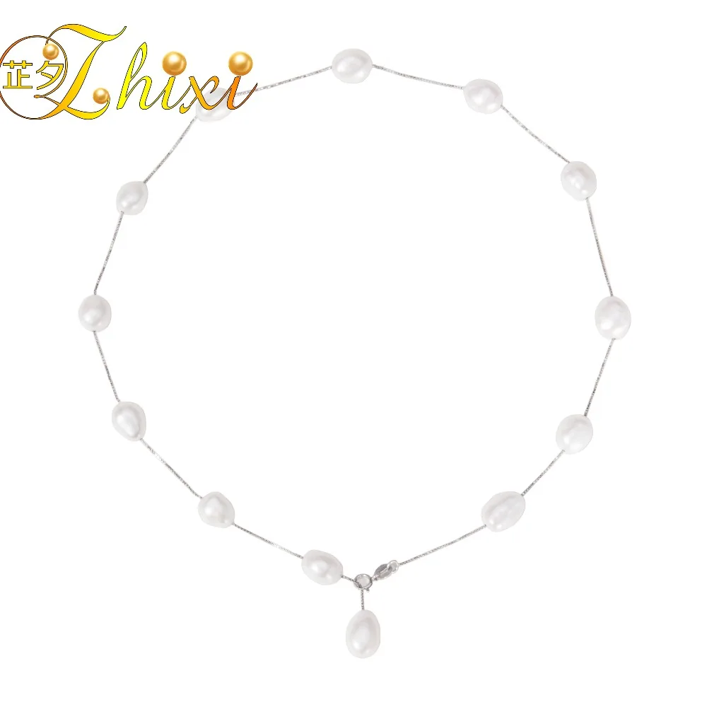 Ожерелье ZHIXI с пресноводным жемчугом ювелирные изделия цепочки в стиле барокко
