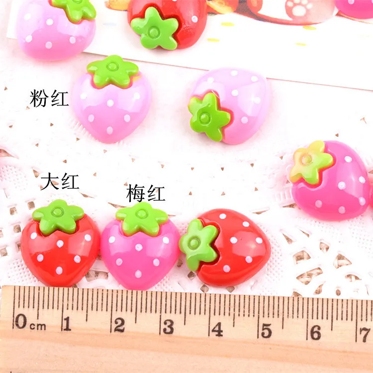 10 шт./лот лидер продаж кабошон из смолы в виде клубники серия фруктов с плоской