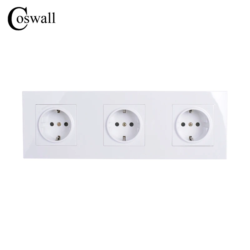 COSWALL Высокое качество стены мощность 3 Way Разъем заземлен 16A ЕС стандартный