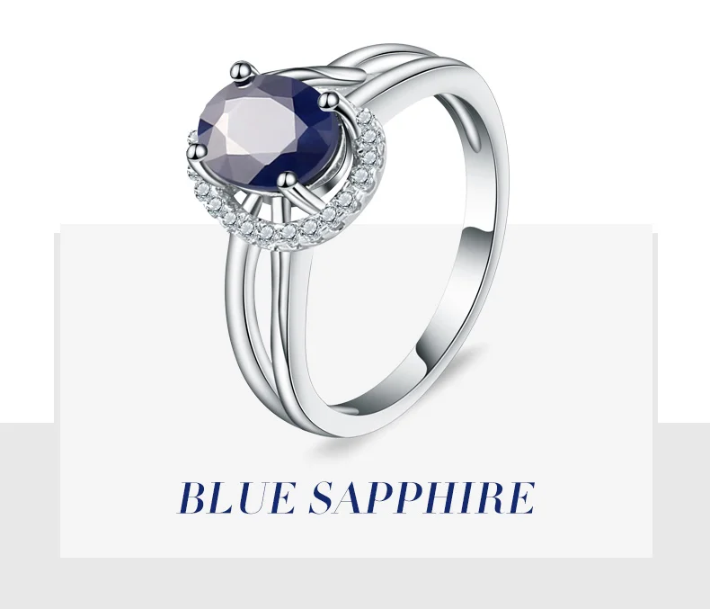 Gem's Ballet 1.66Ct натуральное синее сапфировое кольцо из драгоценных камней 925 пробы Серебряное классическое обручальное кольцо кольца для женщин хорошее ювелирное изделие