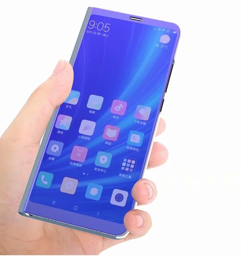 Чехол для Xiaomi Redmi Note 5 Pro чехол note pro Global умный флип с окошком и зеркальным покрытием