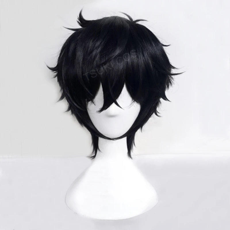 

The Rising of the Shield Hero Naofumi Iwatani Short Black Heat Resistant Hair Cosplay Costume Wig + Wig Cap