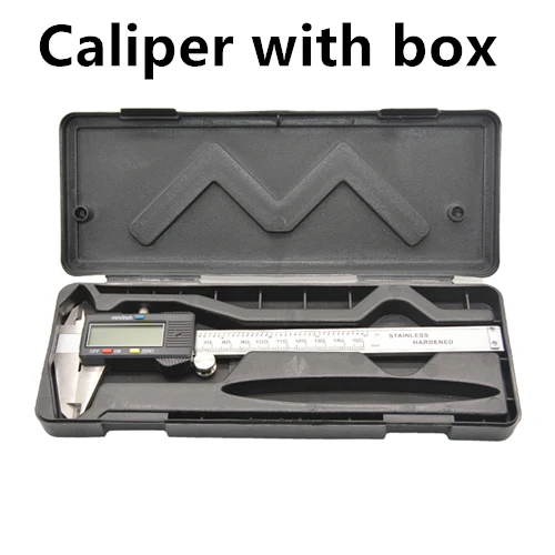 caliper with box Цифровой штангенциркуль микрометр гуаж широкоформатный электронный точные измерительные инструменты " 150 мм суппорт - Цвет: caliper with box
