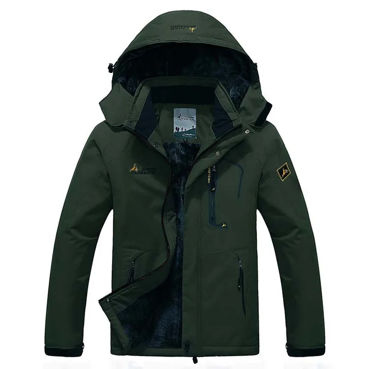 men army green Брендовые мужские зимние куртки, Мужская утолщенная Лоскутная Верхняя одежда, пальто, мужские парки с капюшоном, теплое ветрозащитное пальто размера плюс M-6XL - Цвет: men army green