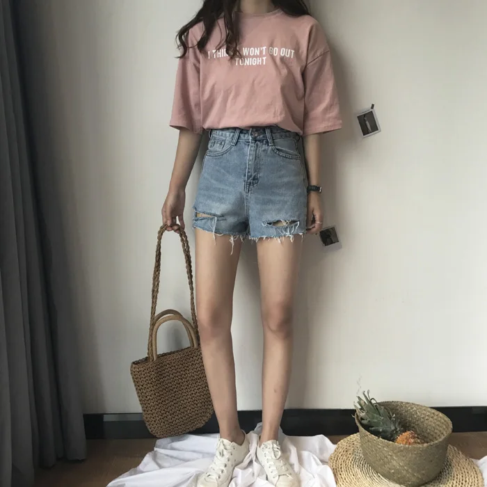 Женские джинсы с высокой талией Ulzzang модные тонкие вареные | Женская одежда