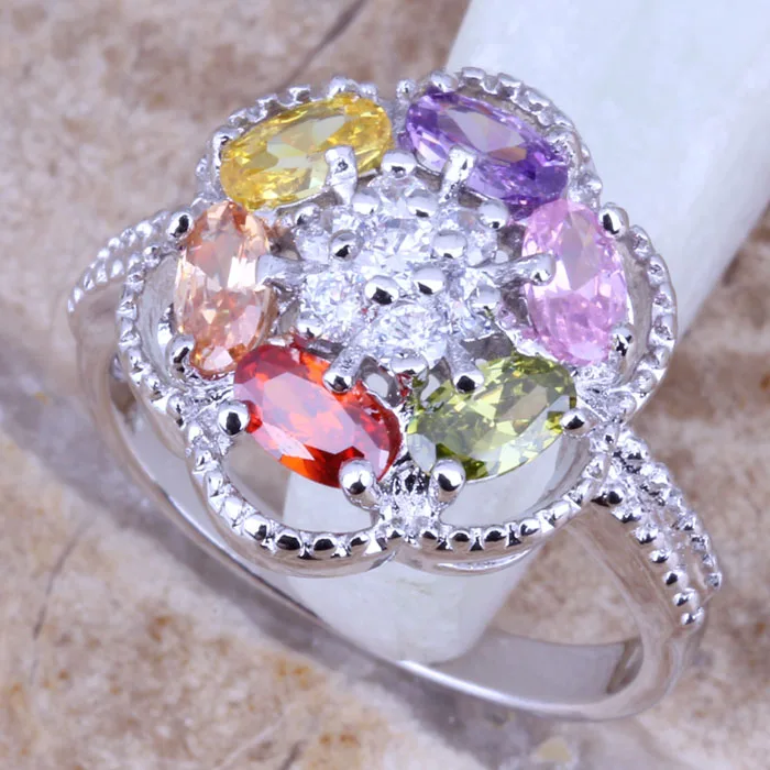 Элегантный Многоцветный фиолетовый фианит посеребренное женское Ювелирное