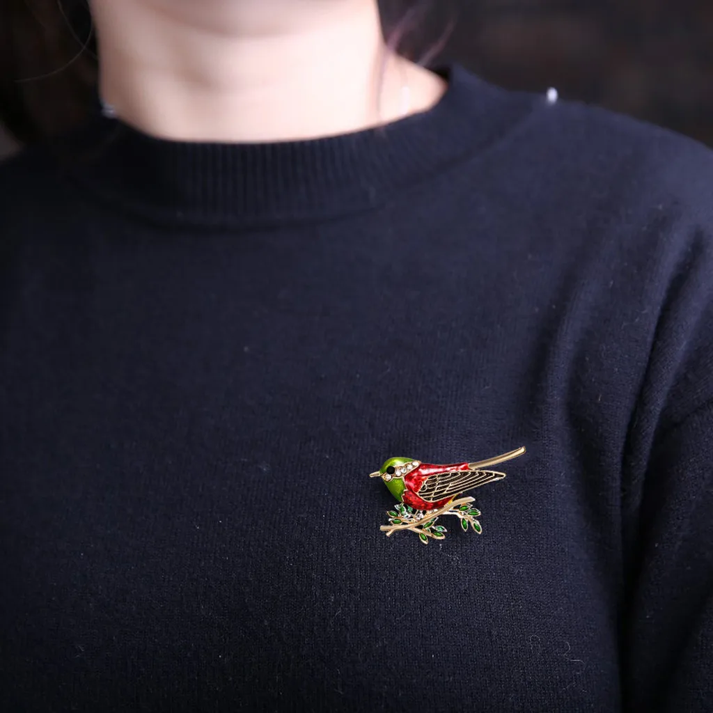 Тренд милая птица животное капля масляная ветка женский аксессуар для вечернего